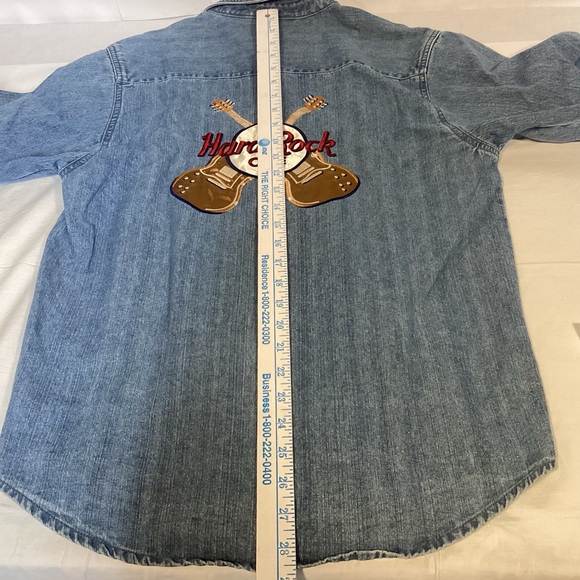 Nashville Tennessee Vintage Hard Rock Cafe Denim Shirt Embroidery womens large - Picture 9 of 10